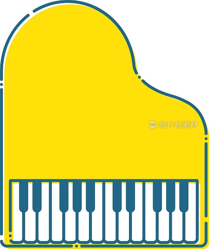 带有模糊线条的简单黄色钢琴插图/插图材料(矢量插图)